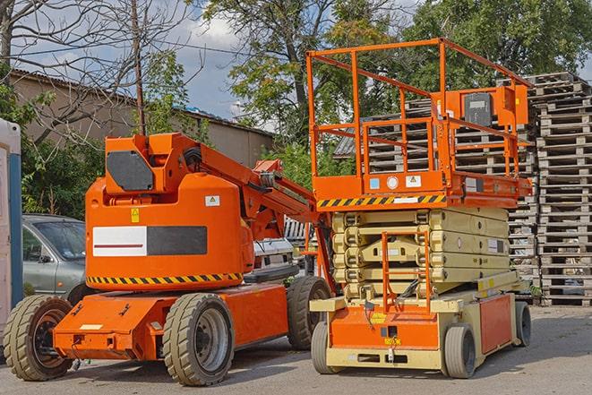 forklift operator working in a large warehouse in Brockport, NY